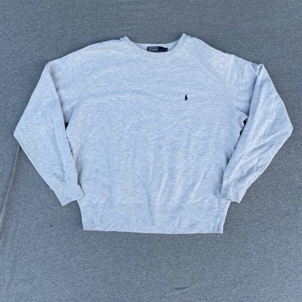 Vintage 90s Polo Ralph Lauren Sweatshirt Mens L Gray Pony Logo Crewneck
